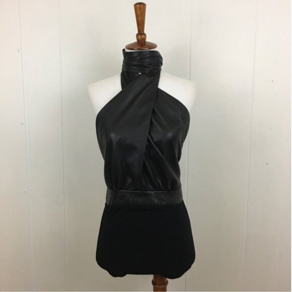 Magda Butrym Black Leather Wrap Halter Bodysuit 8 - Picture 6 of 13